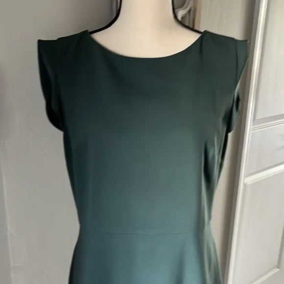 Loft Fashion | Dresses | Nwt Loft Ruffle Shoulder Emerald Green Dress 8p |  Poshmark